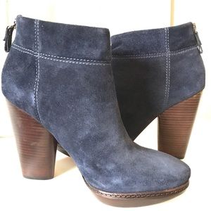Allison Ankle Booties in Soldier Blue suede.